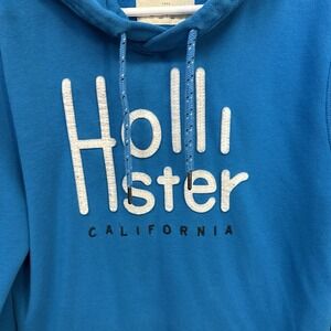 Hollister Hoodie Mens Medium Blue Pullover Sweatshirt Long Sleeve Drawstring Y2K